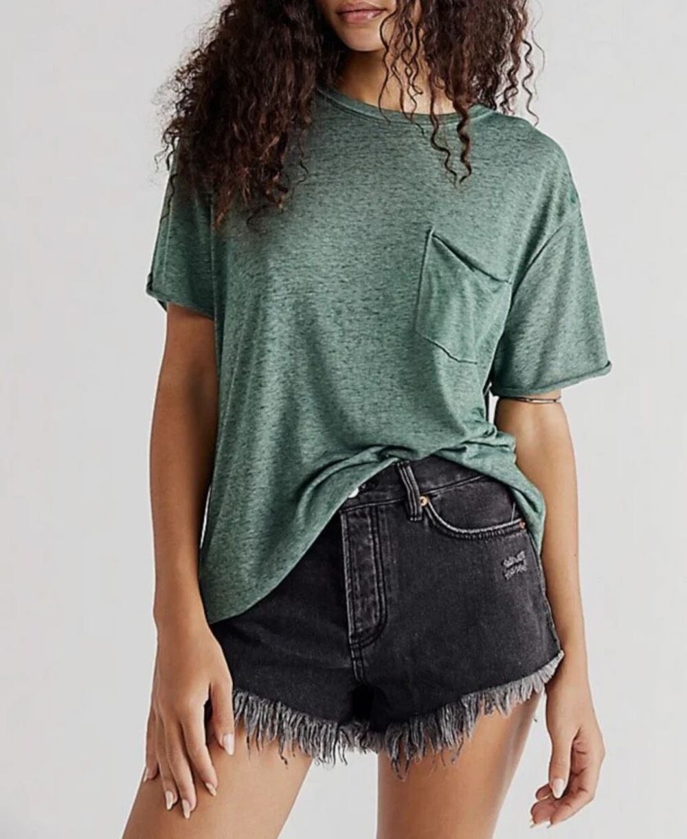 Free People X We The Free Vella Pocket Oversized Tee shirt green L NEW - Picture 12 of 12